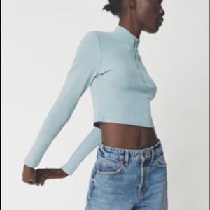 zara cropped 1/4 zip up aquamarine